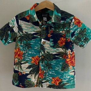The Children's Place Hawaiian Tropical Print Button Down Shirt Boys size 3T
